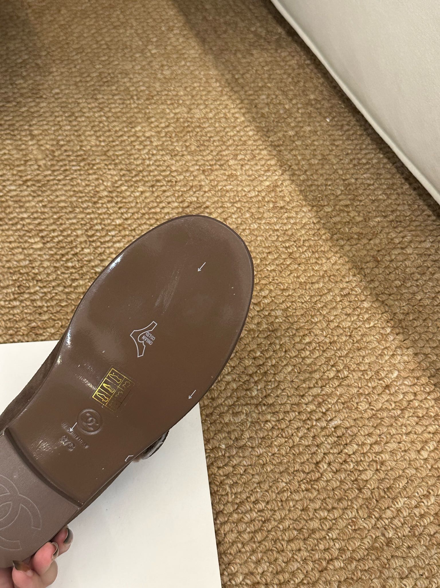 CHANEL 26S MARY JANE FLATS IN BROWN SUEDE SHEARLING LINING