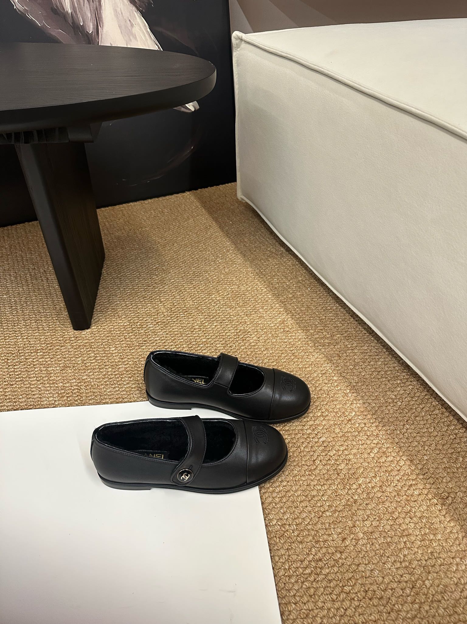 CHANEL 26S MARY JANE FLATS IN BLACK CALFSKIN WITH CC LOGO
