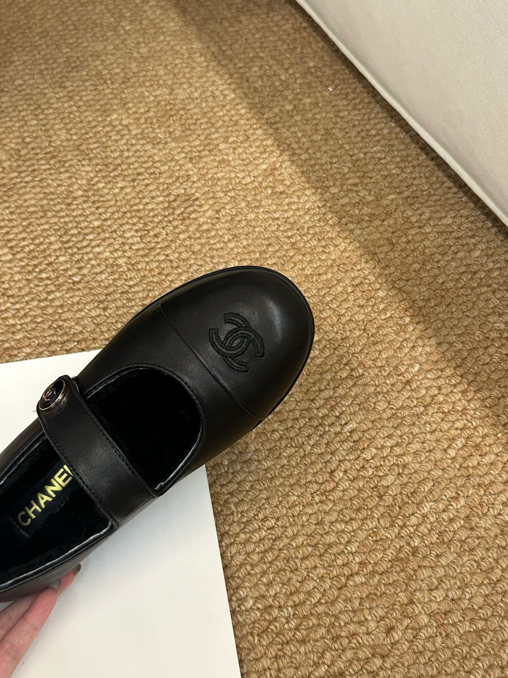 CHANEL 26S MARY JANE FLATS IN BLACK CALFSKIN WITH CC LOGO