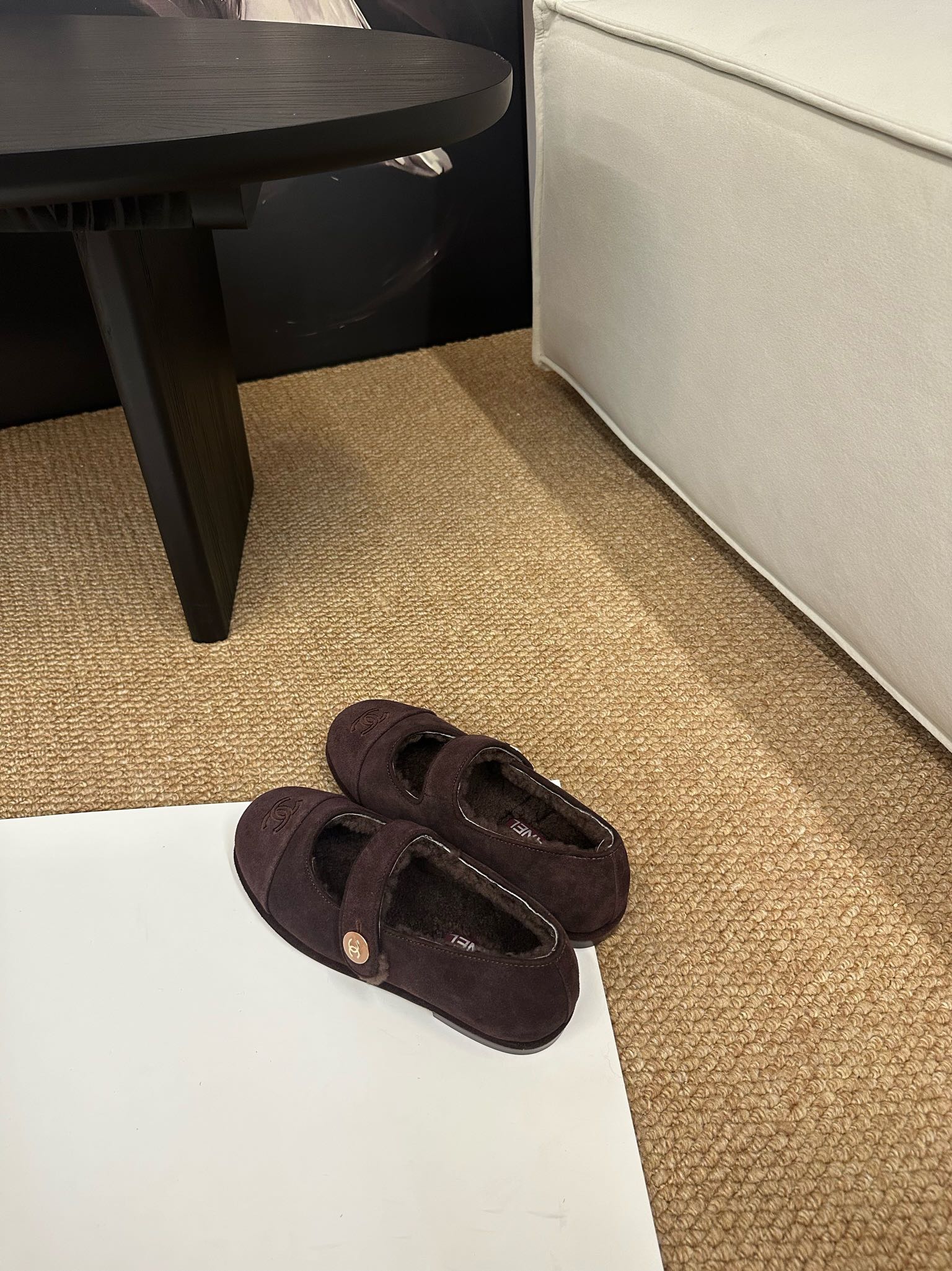 CHANEL 26S MARY JANE FLATS IN DARK BROWN SUEDE WITH CC LOGO