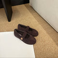 CHANEL 26S MARY JANE FLATS IN DARK BROWN SUEDE WITH CC LOGO