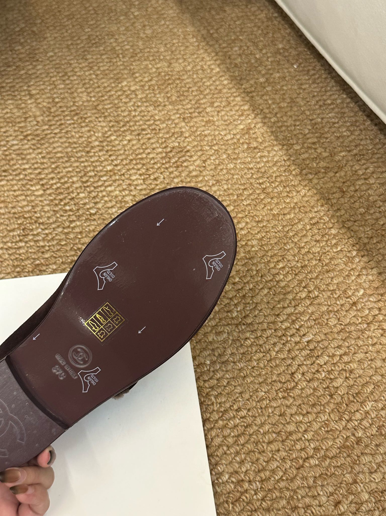 CHANEL 26S MARY JANE FLATS IN DARK BROWN SUEDE WITH CC LOGO