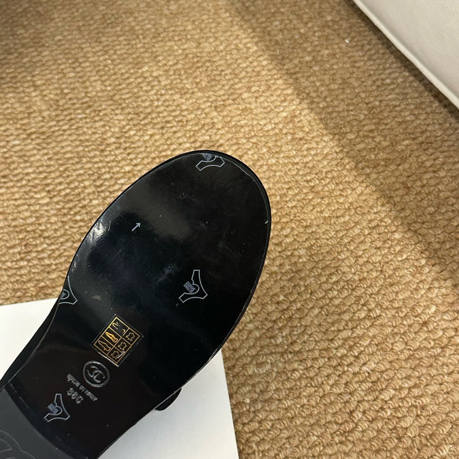 CHANEL 26S MARY JANE FLATS IN BLACK SUEDE WITH CC LOGO
