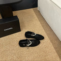 CHANEL 26S MARY JANE PEARL STRAP FLATS IN BLACK CALFSKIN