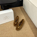 PRADA 26S SHEARLING BALLET FLATS IN BROWN