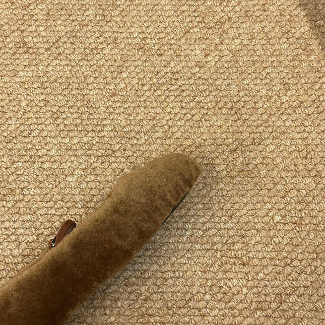 PRADA 26S SHEARLING BALLET FLATS IN BROWN