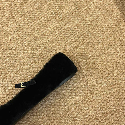 PRADA 26S SHEARLING BALLET FLATS IN BLACK