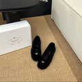 PRADA 26S SHEARLING BALLET FLATS IN BLACK