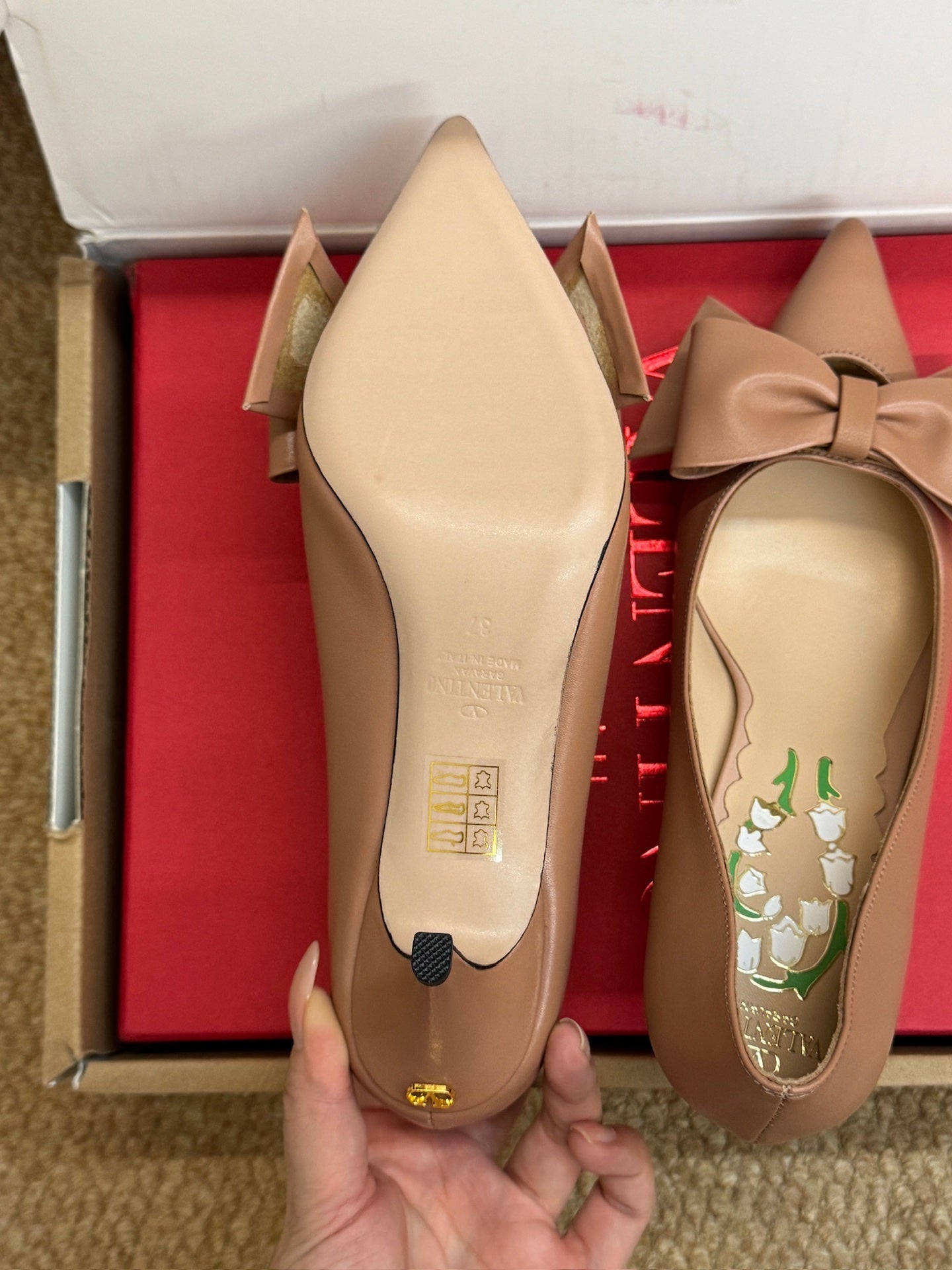 VALENTINO 26S HIGH HEEL SHOES IN NUDE PINK CALFSKIN WITH BOW
