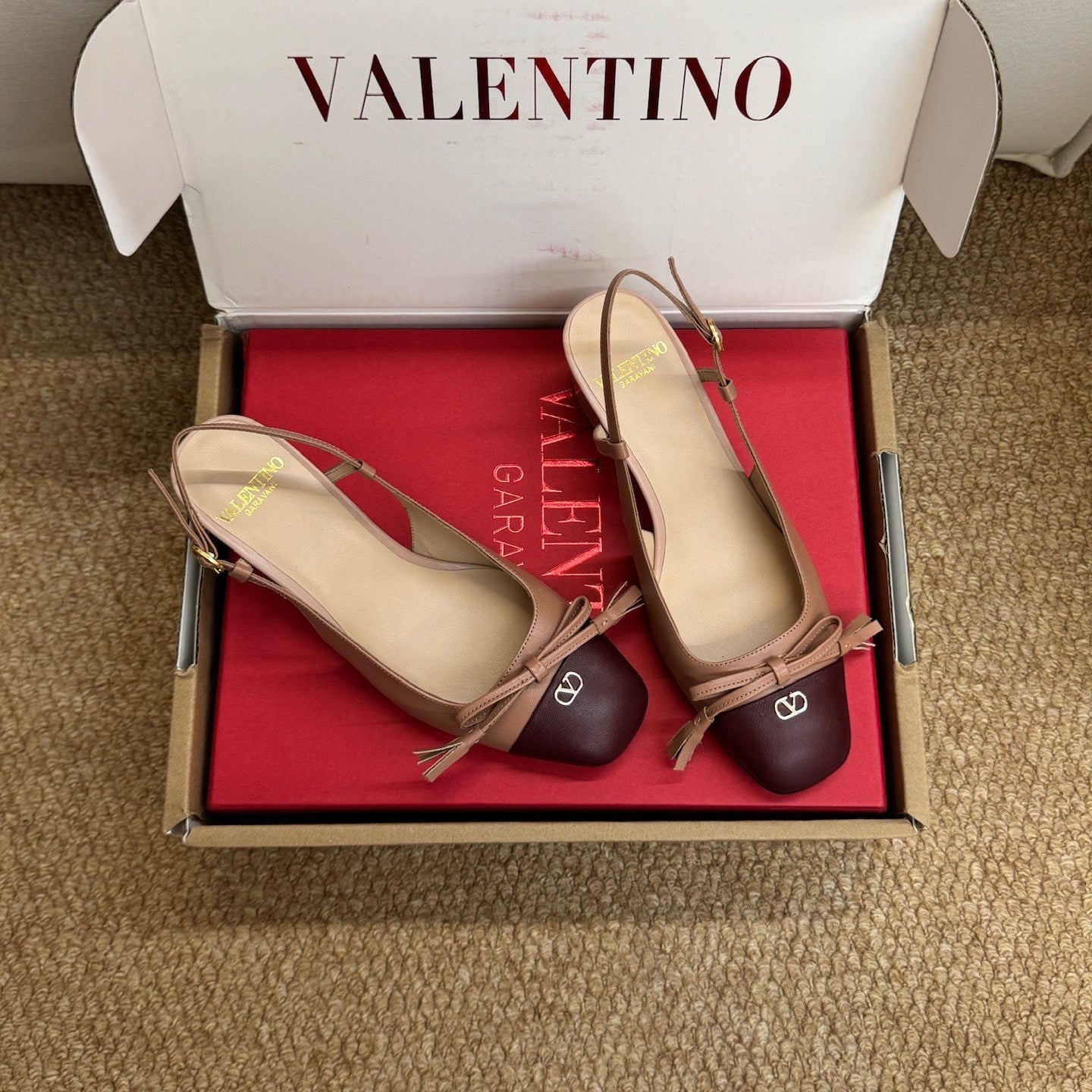 VALENTINO 26S HIGH HEEL SLINGBACKS IN BROWN CALFSKIN