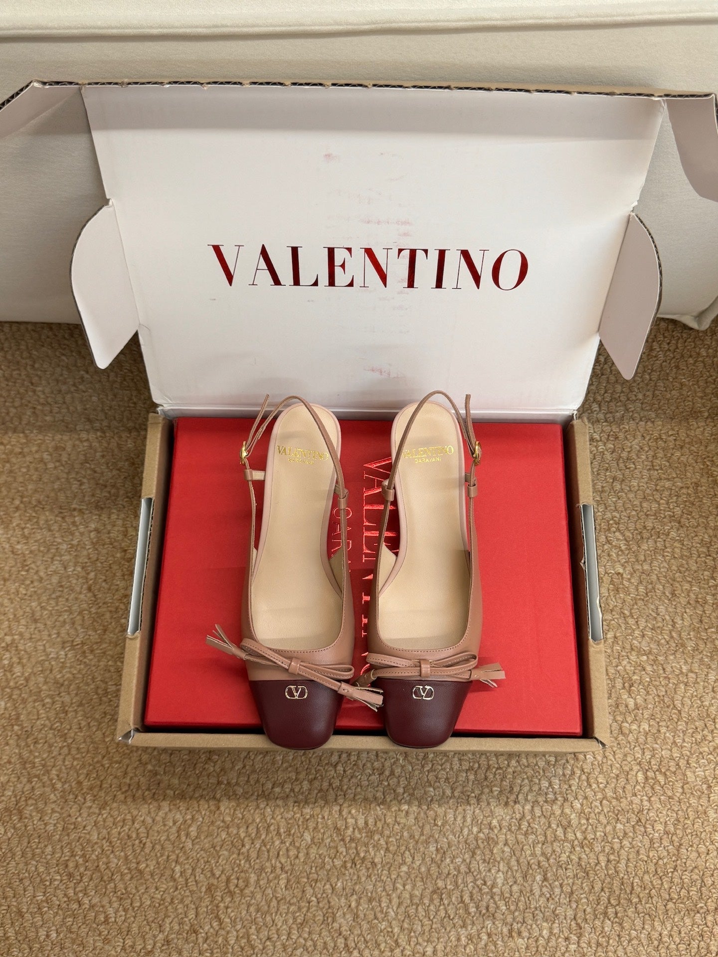 VALENTINO 26S HIGH HEEL SLINGBACKS IN BROWN CALFSKIN