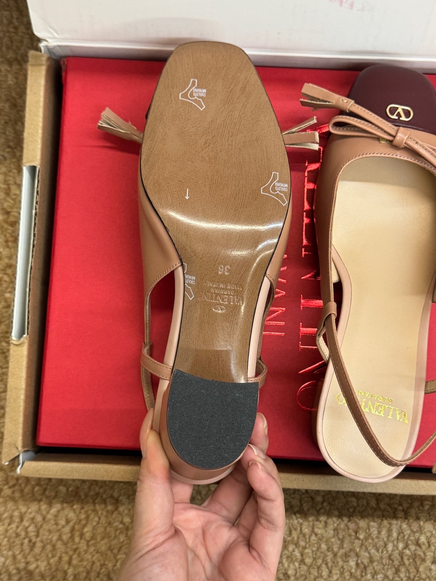 VALENTINO 26S HIGH HEEL SLINGBACKS IN BROWN CALFSKIN