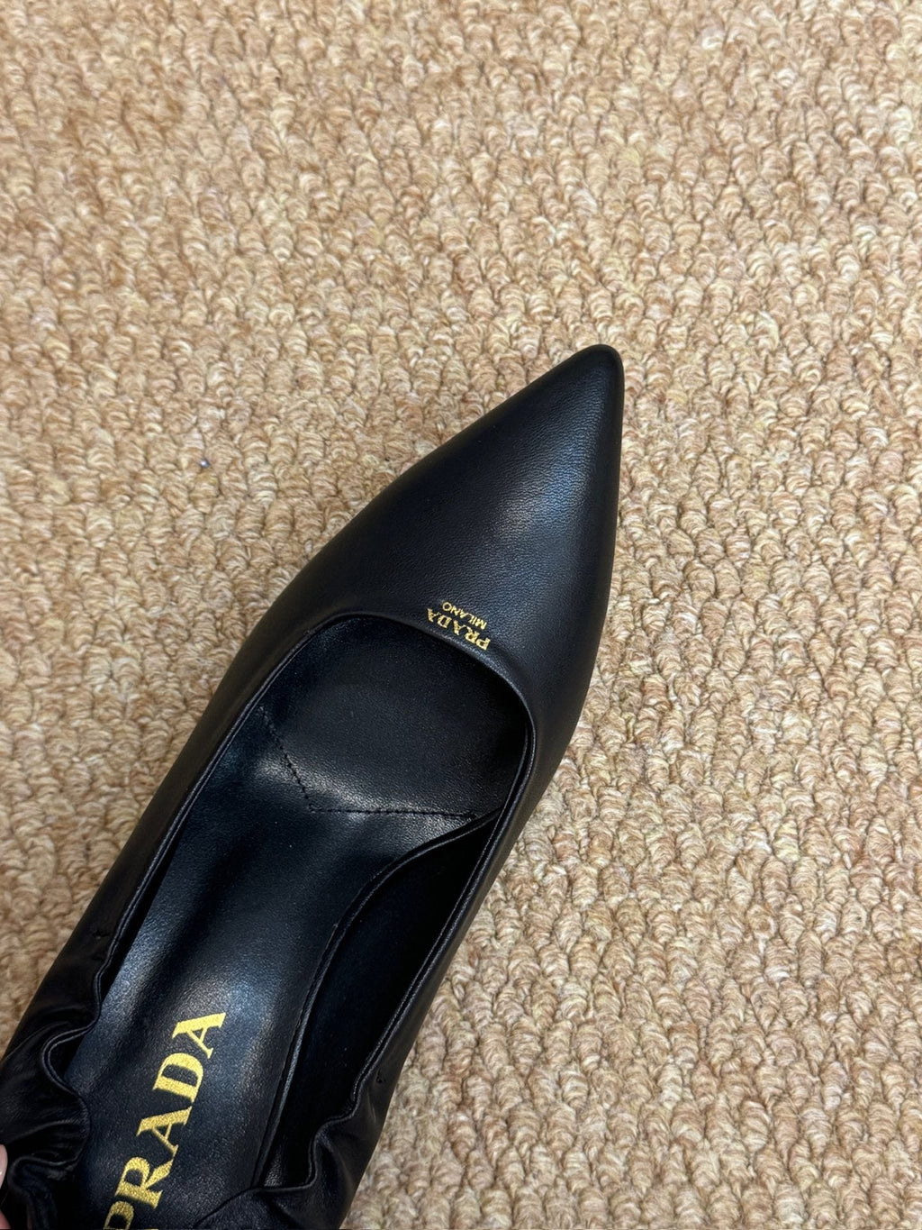 PRADA 26S POINTED TOE PUMPS 50MM IN BLACK CALFSKIN