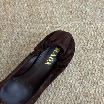 PRADA 26S POINTED TOE PUMPS 50MM IN DARK BROWN SUEDE