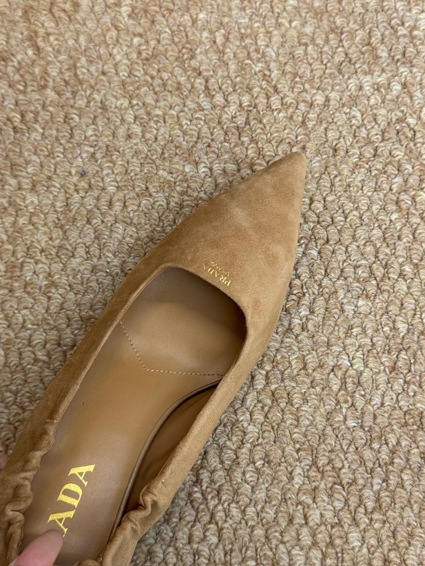 PRADA 26S POINTED TOE PUMPS 50MM IN BROWN SUEDE