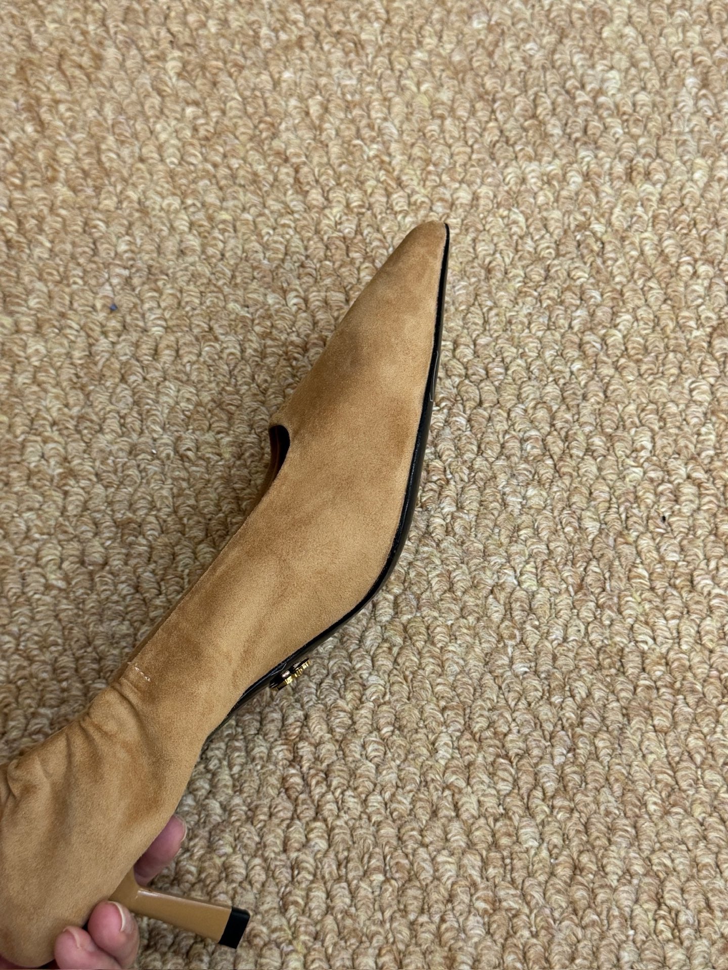 PRADA 26S POINTED TOE PUMPS 50MM IN BROWN SUEDE