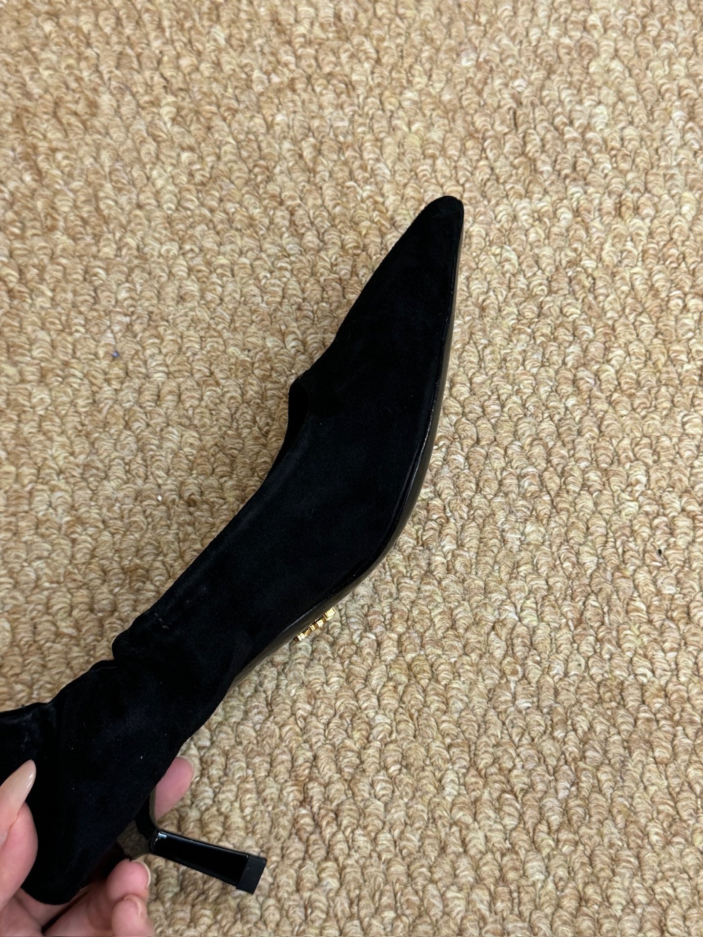 PRADA 26S POINTED TOE PUMPS 50MM IN BLACK SUEDE