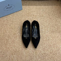 PRADA 26S POINTED TOE PUMPS 50MM IN BLACK SUEDE