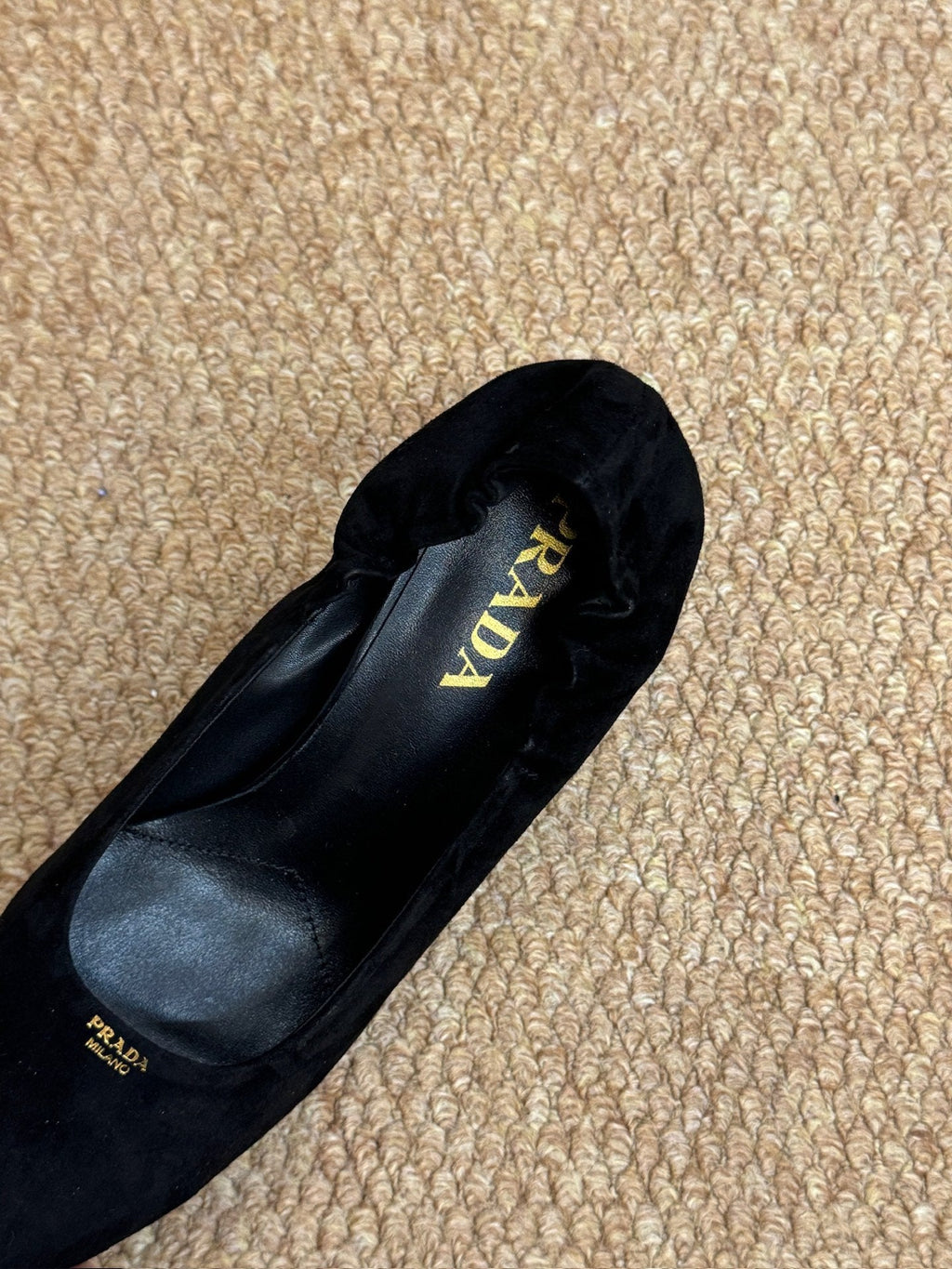 PRADA 26S POINTED TOE PUMPS 50MM IN BLACK SUEDE