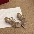 VALENTINO 26S ROCKSTUD HIGH HEEL SANDALS IN BLUSH NUDE CALFSKIN