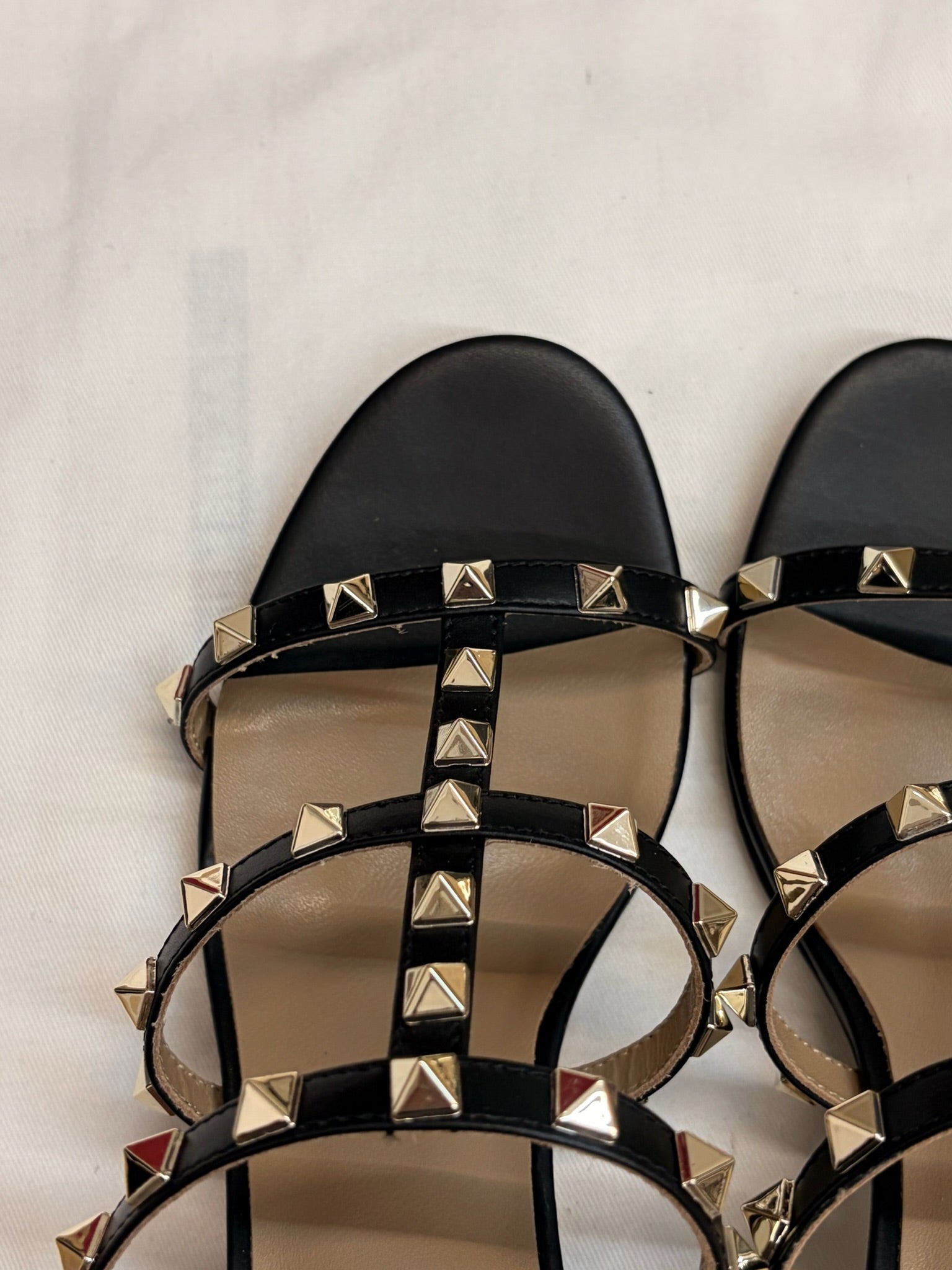 VALENTINO 26S ROCKSTUD HIGH HEEL SANDALS IN BLACK CALFSKIN