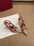 VALENTINO 26S ROCKSTUD SLINGBACK HEELS IN BLUSH NUDE CALFSKIN