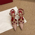 VALENTINO 26S OCKSTUD HEELS IN BLUSH NUDE CALFSKIN