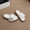 CHANEL 26S SLIDE SANDALS IN WHITE QUILTED CALFSKIN SILVER HARDWARE