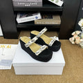 DIOR 26S WEDGE SANDAL IN BLACK CANVAS AND CALFSKIN