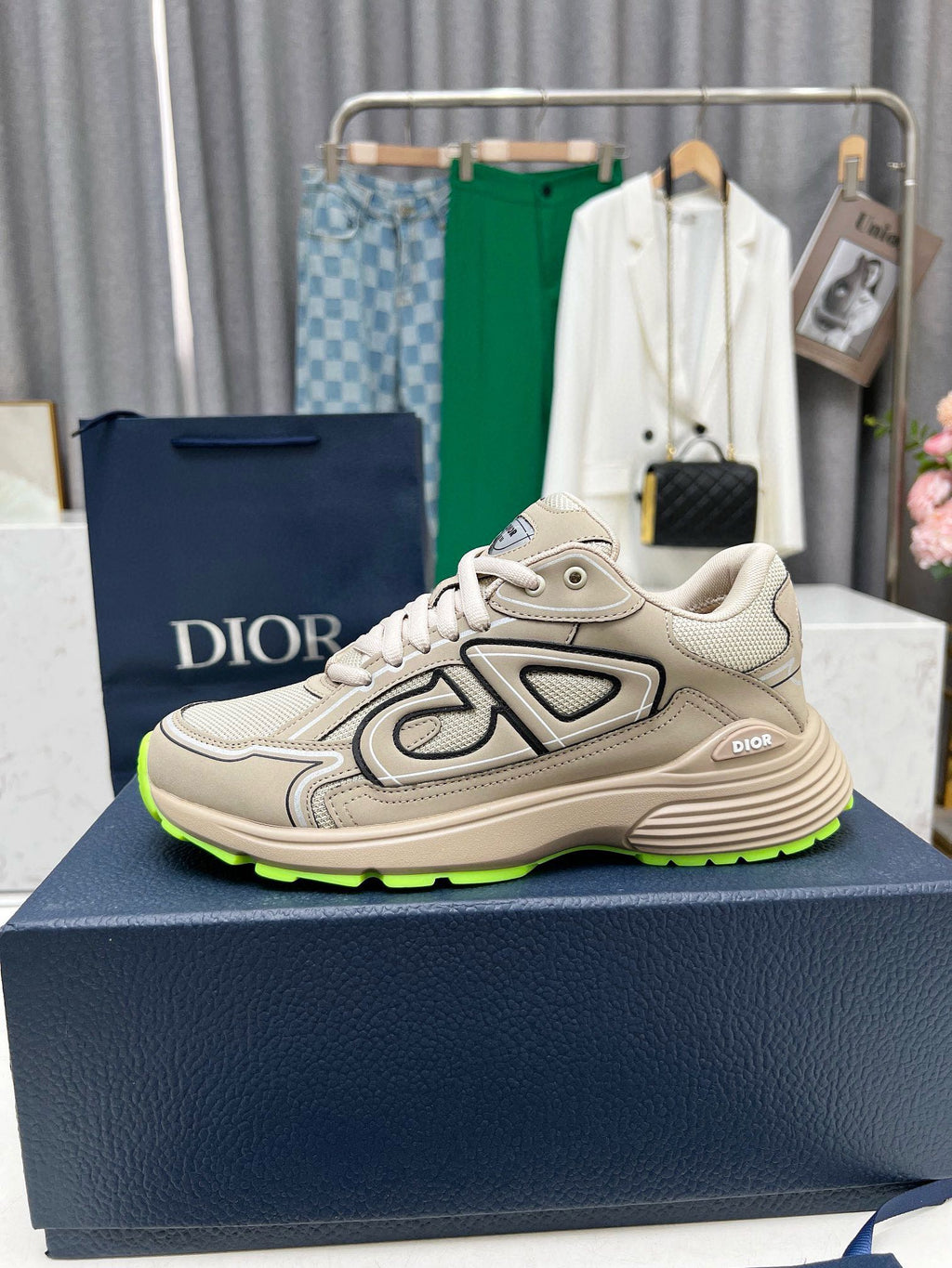 CD B30 SNEAKER KHAKI MESH FABRIC