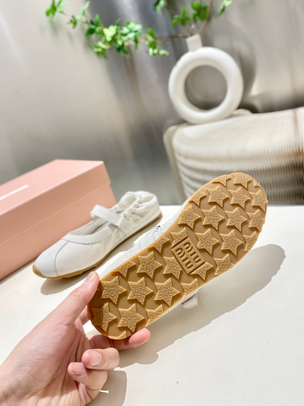 MIUMIU 26S RUCHES NAPPA BALLERINAS IN CREAM WHITE SUEDE AND FABRIC