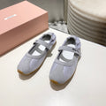 MIUMIU 26S BALLERINAS IN LILAC GREY FABRIC AND SUEDE