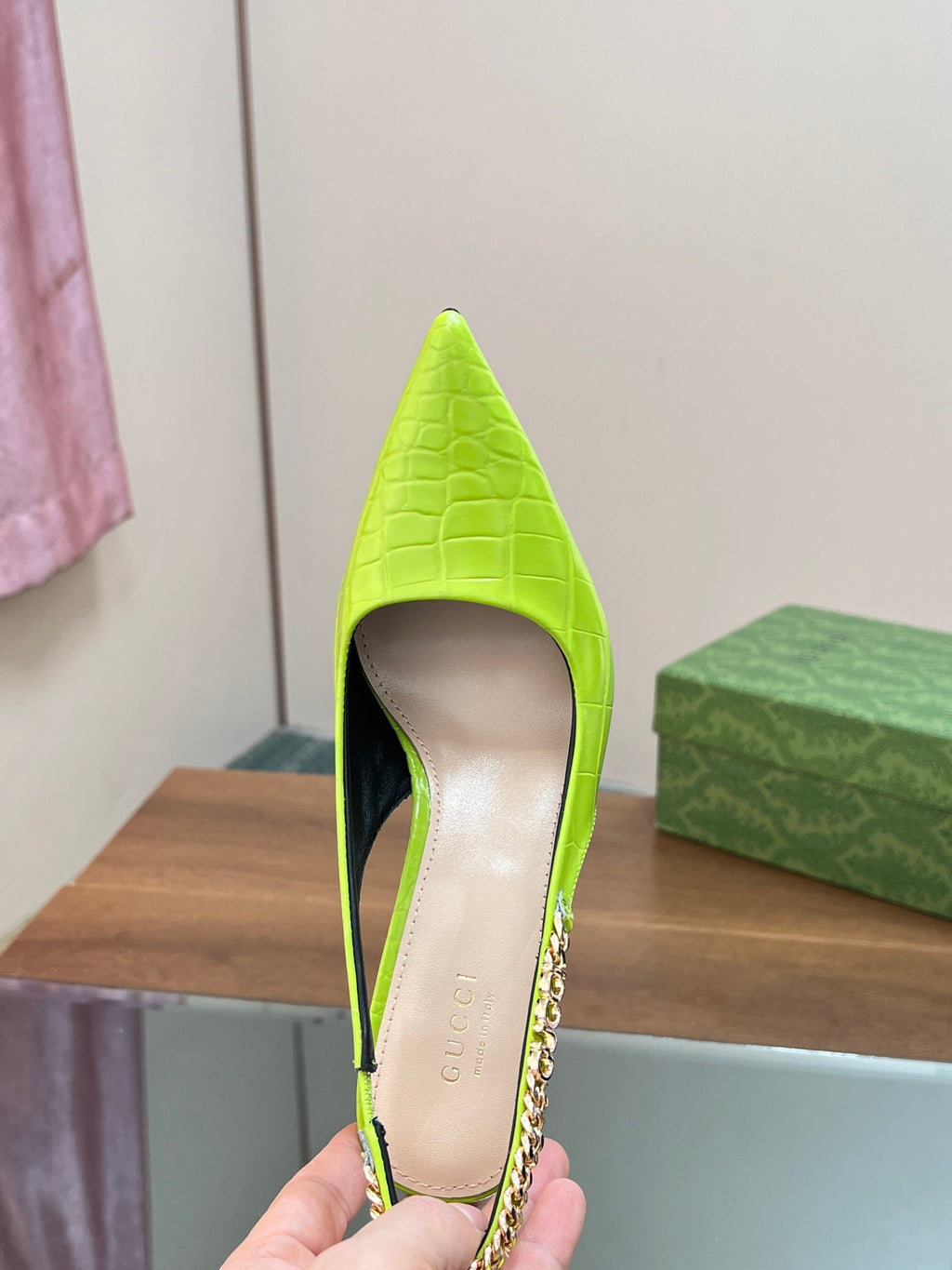 GG SIGNORIA SLINGBACK PUMP CHARTREUSE CALFSKIN
