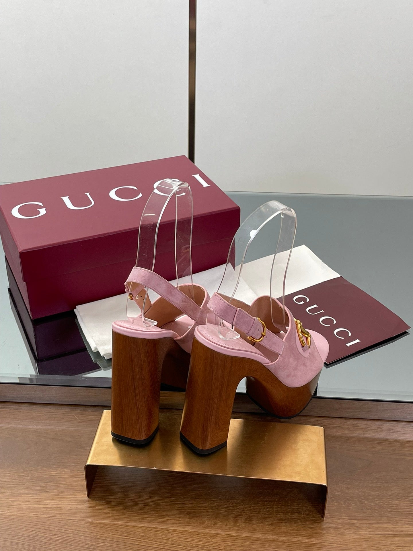 HIGH HEEL SANDALS 13 CM IN PINK CALFSKIN MIX SUEDE GOLD HARDWARE