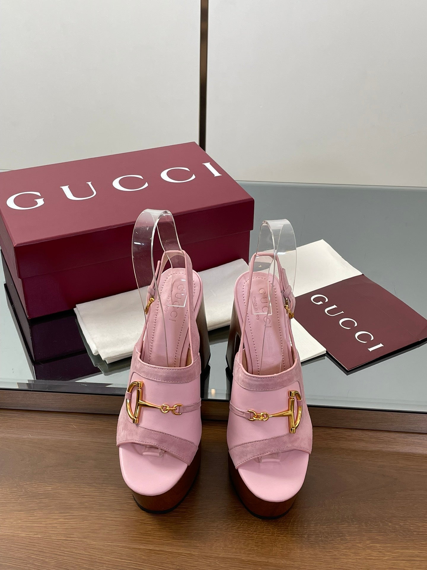 HIGH HEEL SANDALS 13 CM IN PINK CALFSKIN MIX SUEDE GOLD HARDWARE