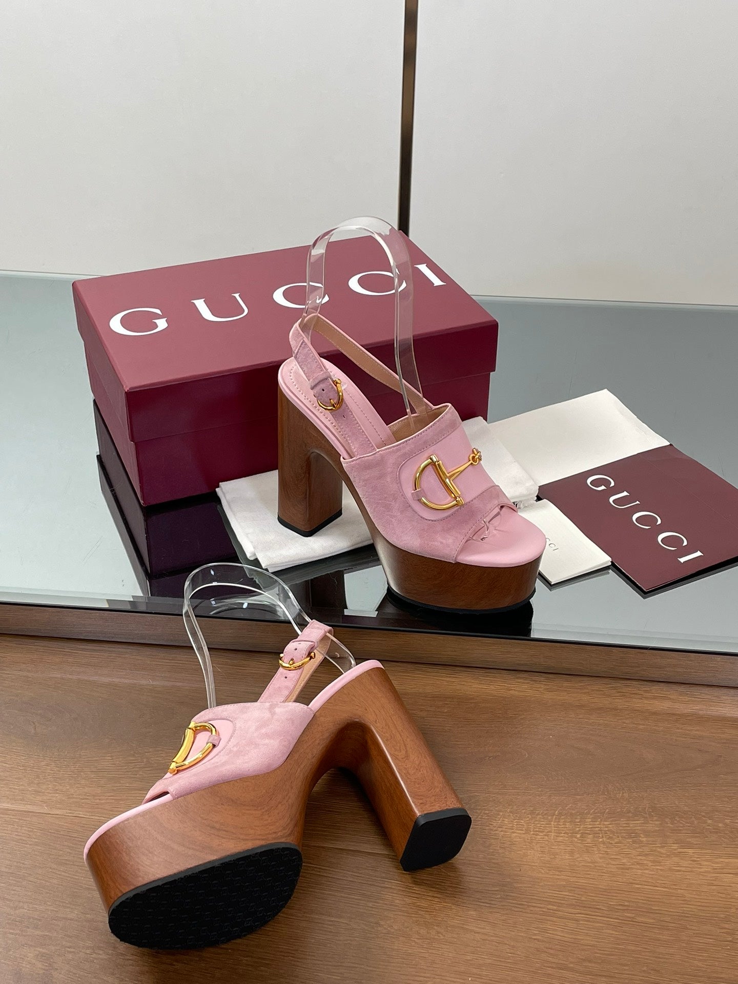 HIGH HEEL SANDALS 13 CM IN PINK CALFSKIN MIX SUEDE GOLD HARDWARE