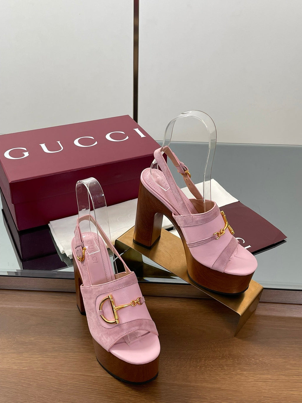 HIGH HEEL SANDALS 13 CM IN PINK CALFSKIN MIX SUEDE GOLD HARDWARE