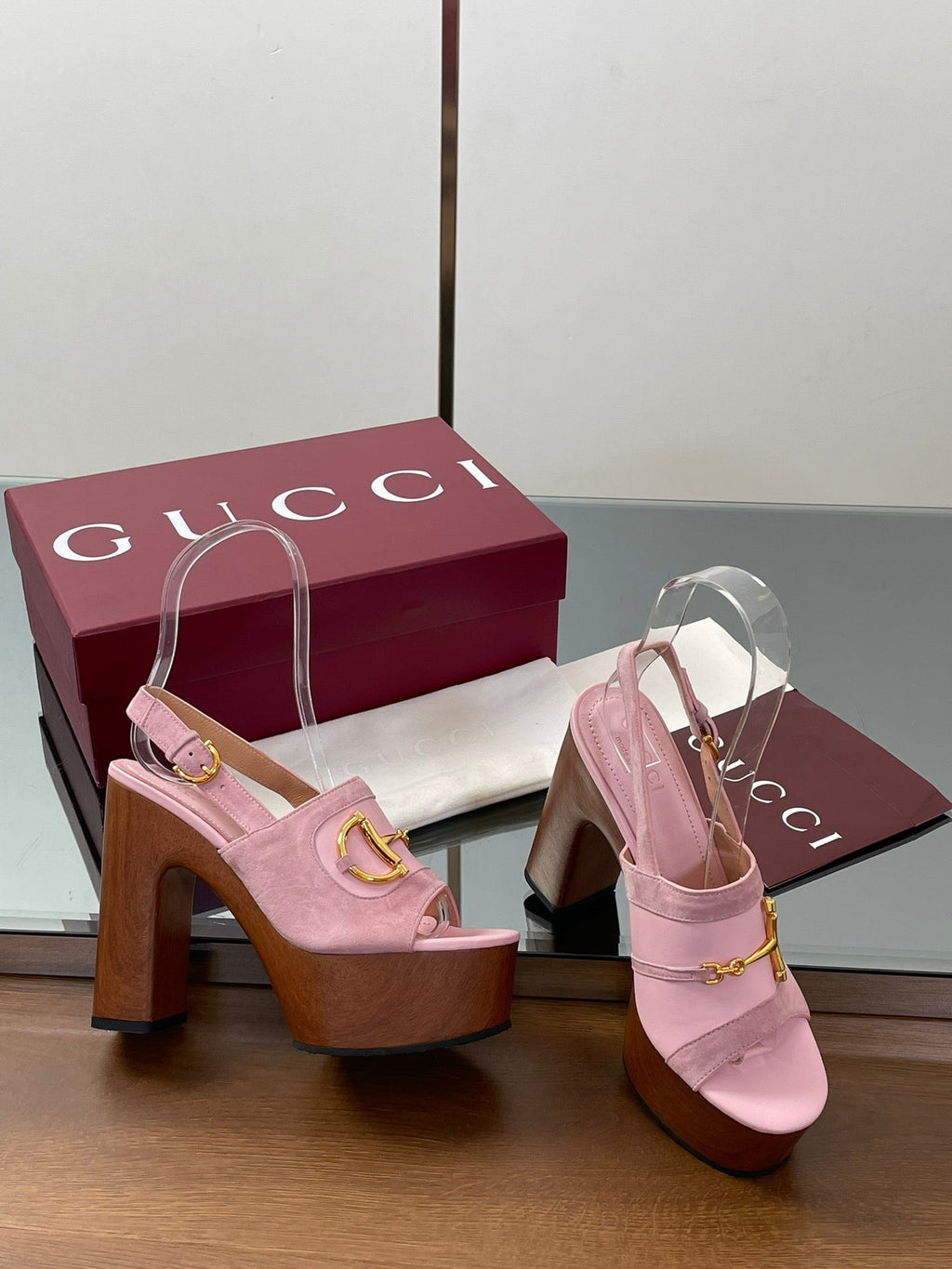 HIGH HEEL SANDALS 13 CM IN PINK CALFSKIN MIX SUEDE GOLD HARDWARE