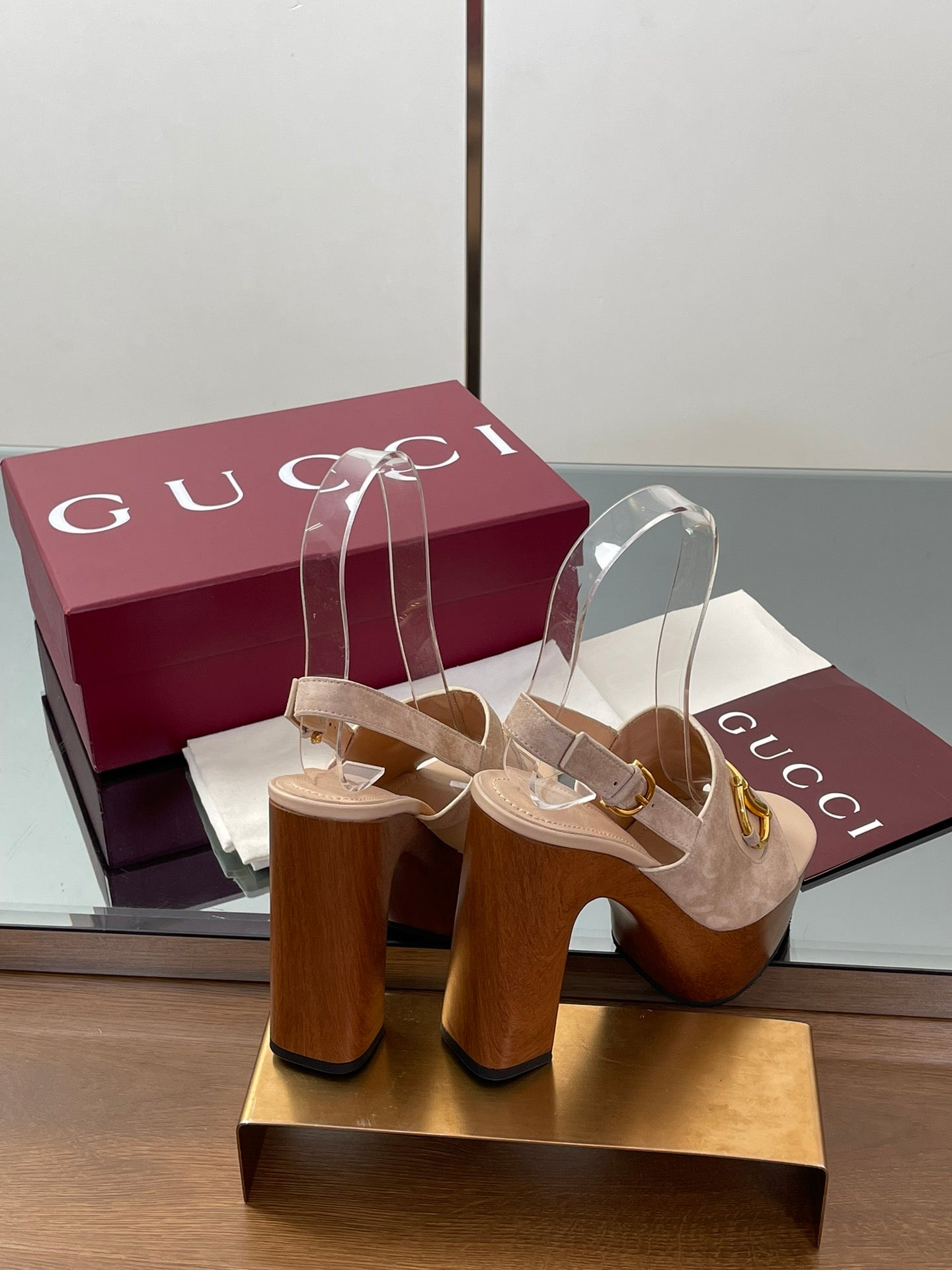 HIGH HEEL SANDALS 13 CM IN BEIGE CALFSKIN MIX SUEDE GOLD HARDWARE