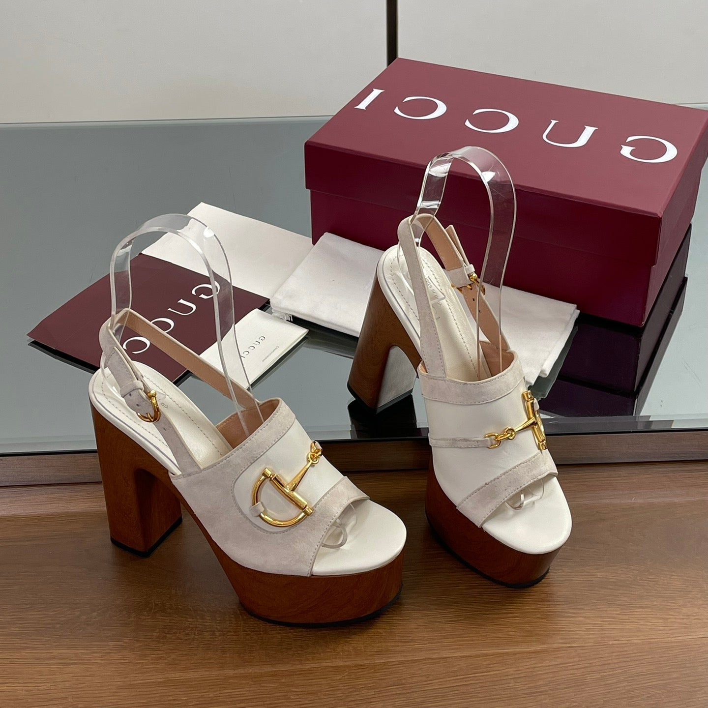 HIGH HEEL SANDALS 13 CM IN CREAM WHITE CALFSKIN MIX SUEDE GOLD HARDWARE