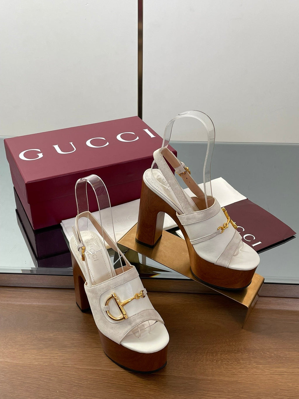 HIGH HEEL SANDALS 13 CM IN CREAM WHITE CALFSKIN MIX SUEDE GOLD HARDWARE