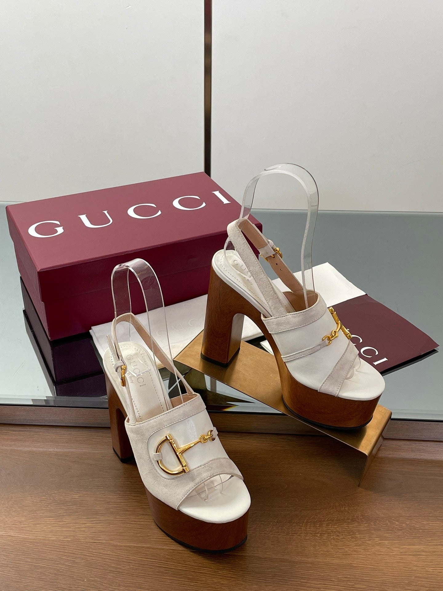 HIGH HEEL SANDALS 13 CM IN CREAM WHITE CALFSKIN MIX SUEDE GOLD HARDWARE