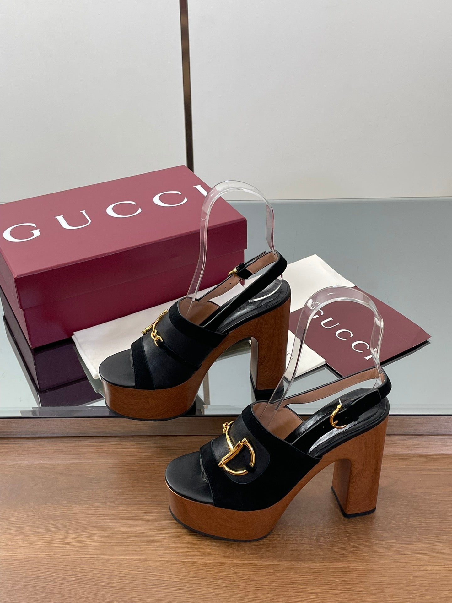 HIGH HEEL SANDALS 13 CM IN BLACK CALFSKIN MIX SUEDE GOLD HARDWARE