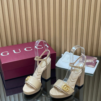GUCCI 26S HIGH-HEEL SANDALS 125 MM IN BEIGE LAMBSKIN