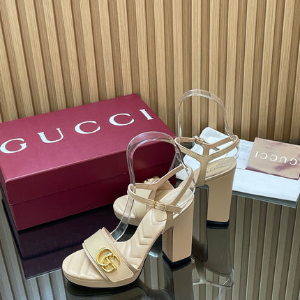 GUCCI 26S HIGH-HEEL SANDALS 125 MM IN BEIGE LAMBSKIN