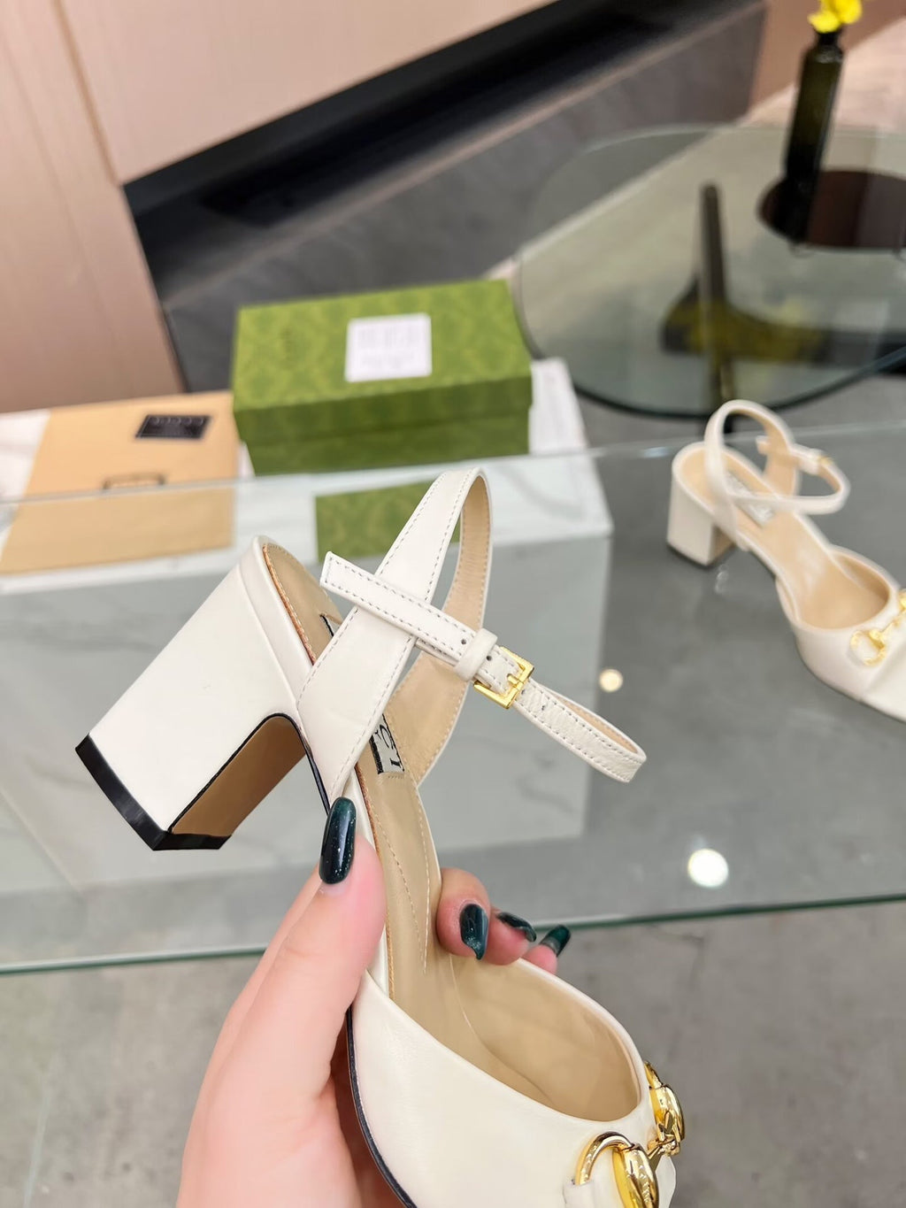 GG HIGH HEELS SANDALS 60 IN CREAM WHITE LAMBSKIN