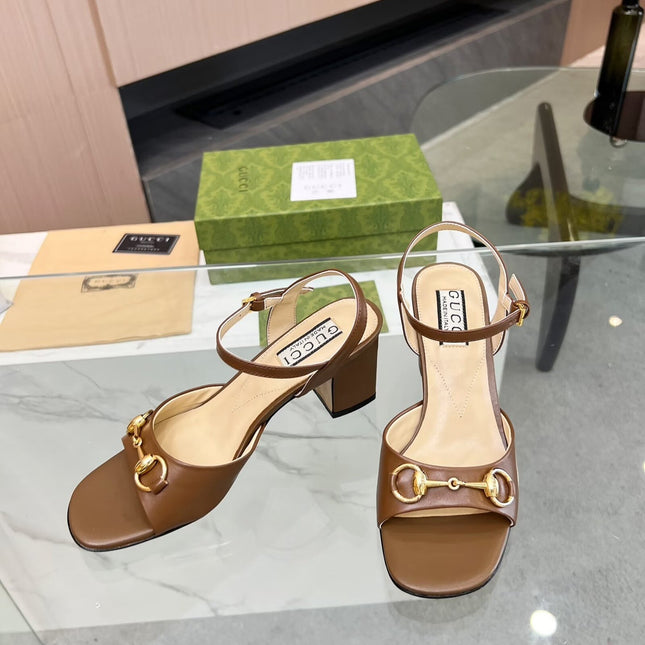 GG HIGH HEELS SANDALS 60 IN BROWN LAMBSKIN
