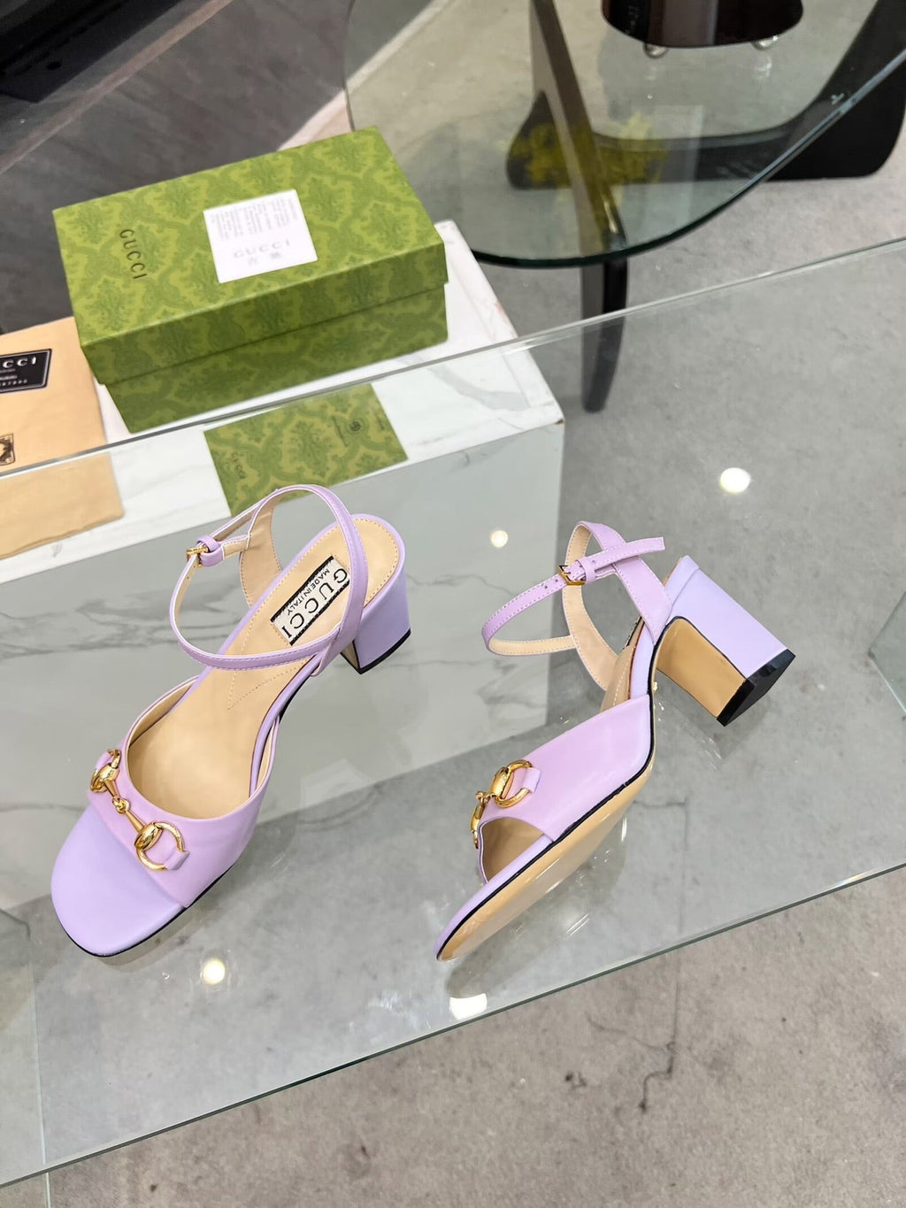 GG HIGH HEELS SANDALS 60 IN PURPLE LAMBSKIN