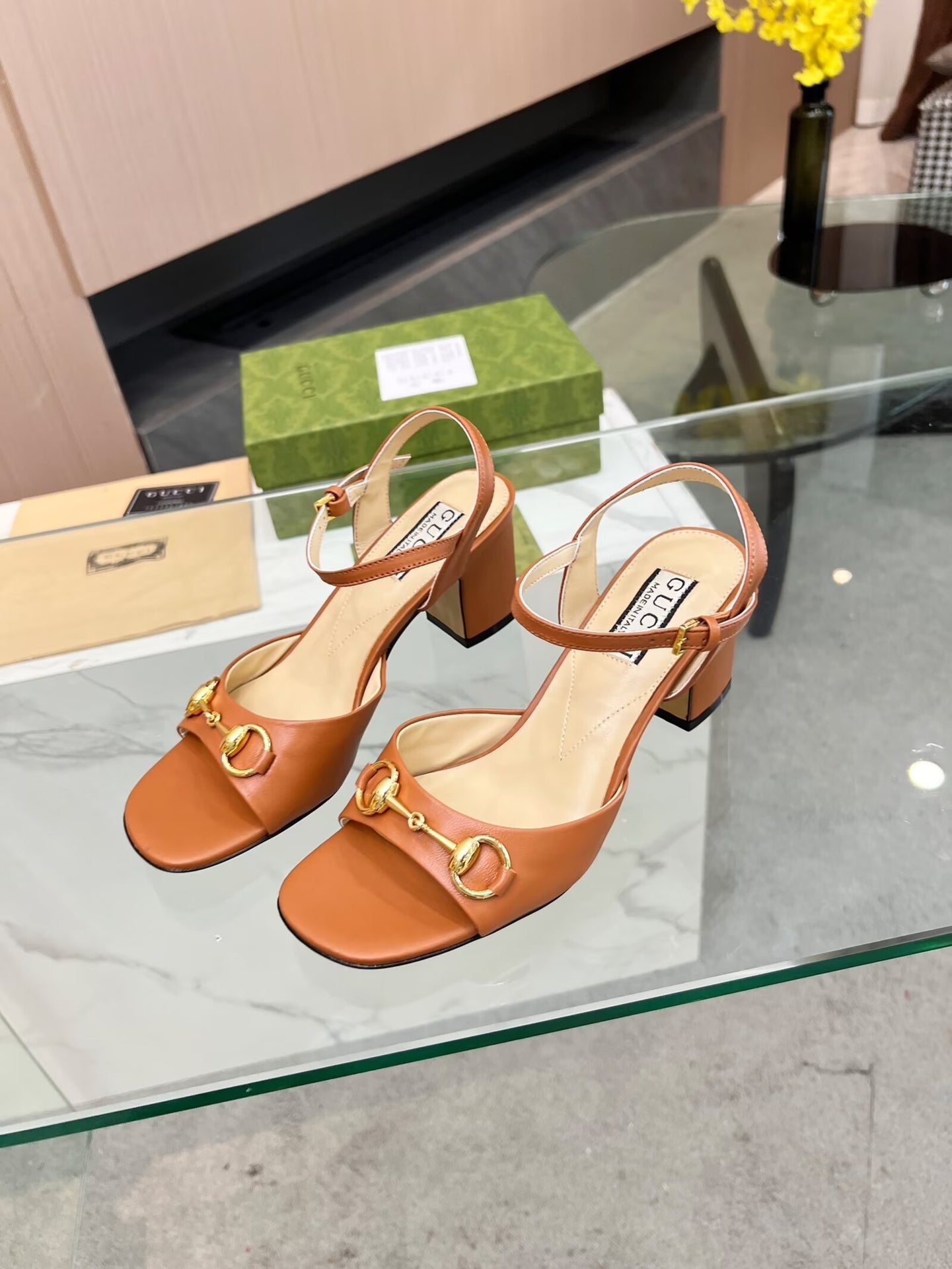 GG HIGH HEELS SANDALS 60 IN ORANGE LAMBSKIN
