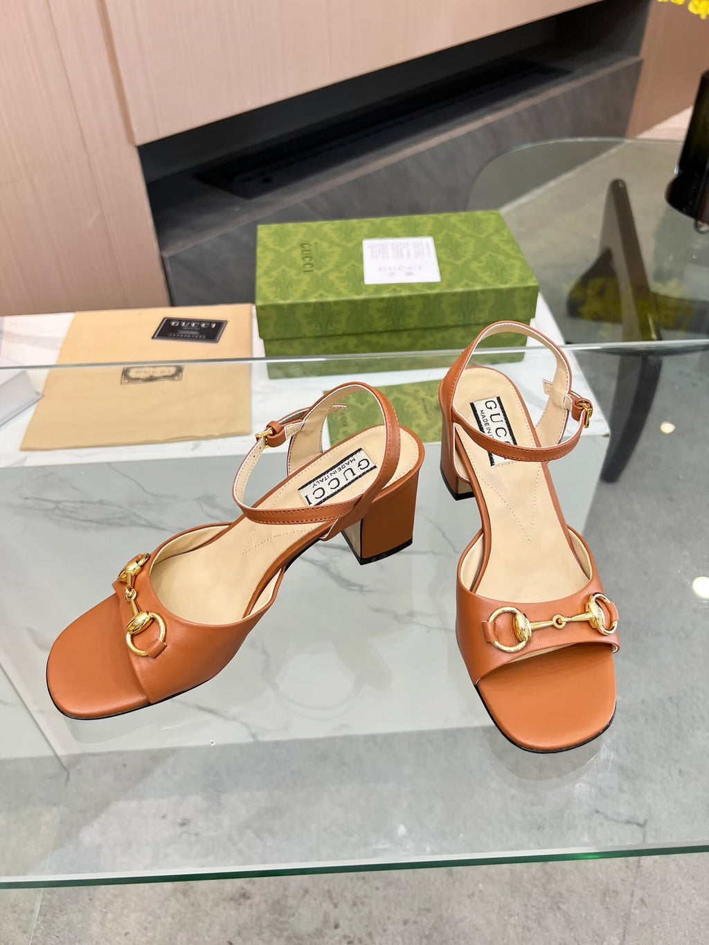 GG HIGH HEELS SANDALS 60 IN ORANGE LAMBSKIN